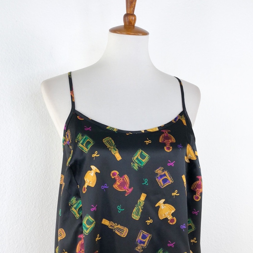 Cacique Black Perfume Print Silky Chemise Slip - Picture 2 of 7